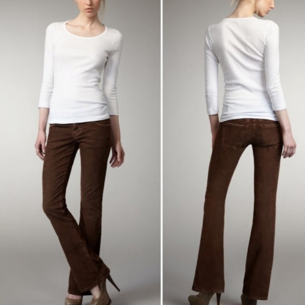 Brown "rootbeer" Current Elliott corduroy jeans.